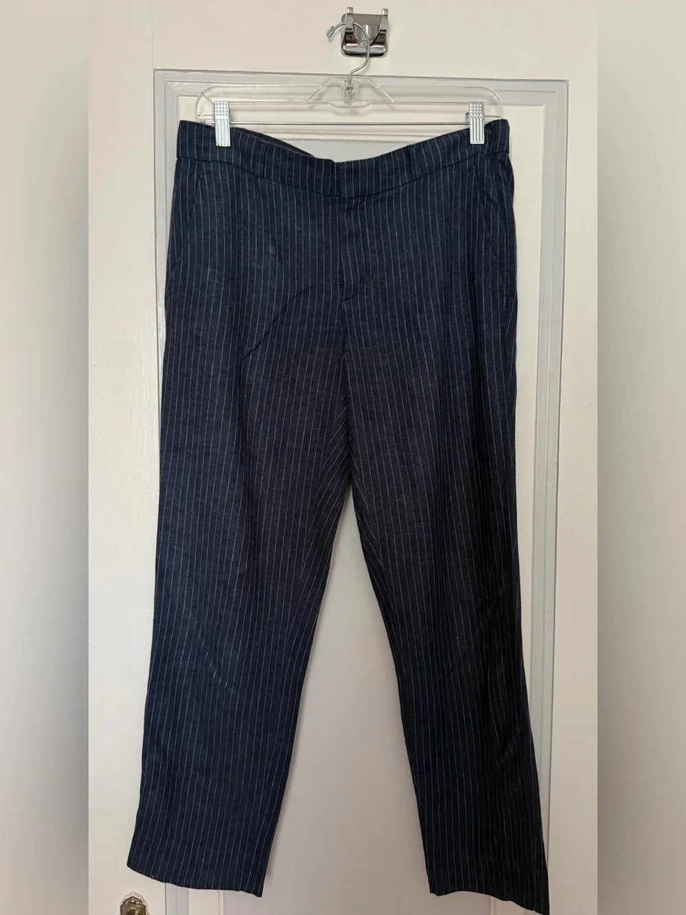 Banana Republic Navy Pinstripe Linen Dress Pants